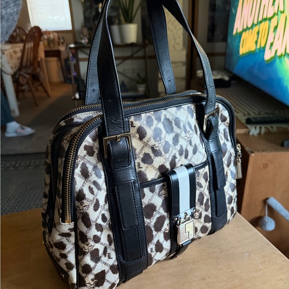 Brown and Black Leopard Print Satchel with Leather Accents . Wallet included . - Picture 17 of 17